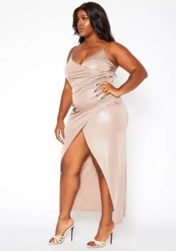 Asoph Plus Size Champagne Shimmer Split Hem Maxi Dress -Curve Elegance Shop 2018460 146 2