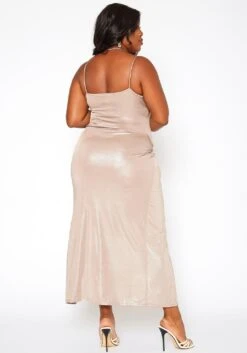 Asoph Plus Size Champagne Shimmer Split Hem Maxi Dress -Curve Elegance Shop 2018460 146 3