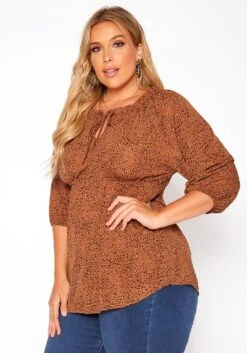 Asoph Plus Size Dainty Leopard Print Flare Top -Curve Elegance Shop 2018483 106 1