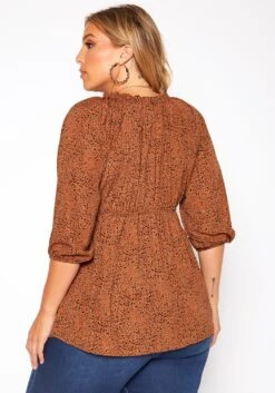 Asoph Plus Size Dainty Leopard Print Flare Top -Curve Elegance Shop 2018483 106 2