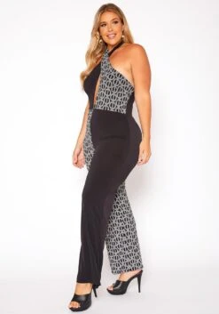 Asoph Plus Size Print Splice Halter Neck Jumpsuit -Curve Elegance Shop 2018501 172 2