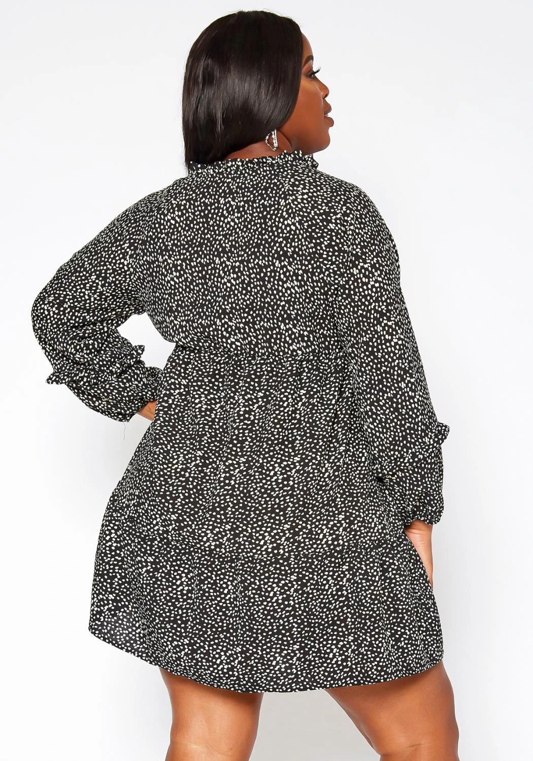 Asoph Plus Size Dotted Print Flare Mini Dress 6 Asoph Plus Size Dotted Print Flare Mini Dress - Image 4