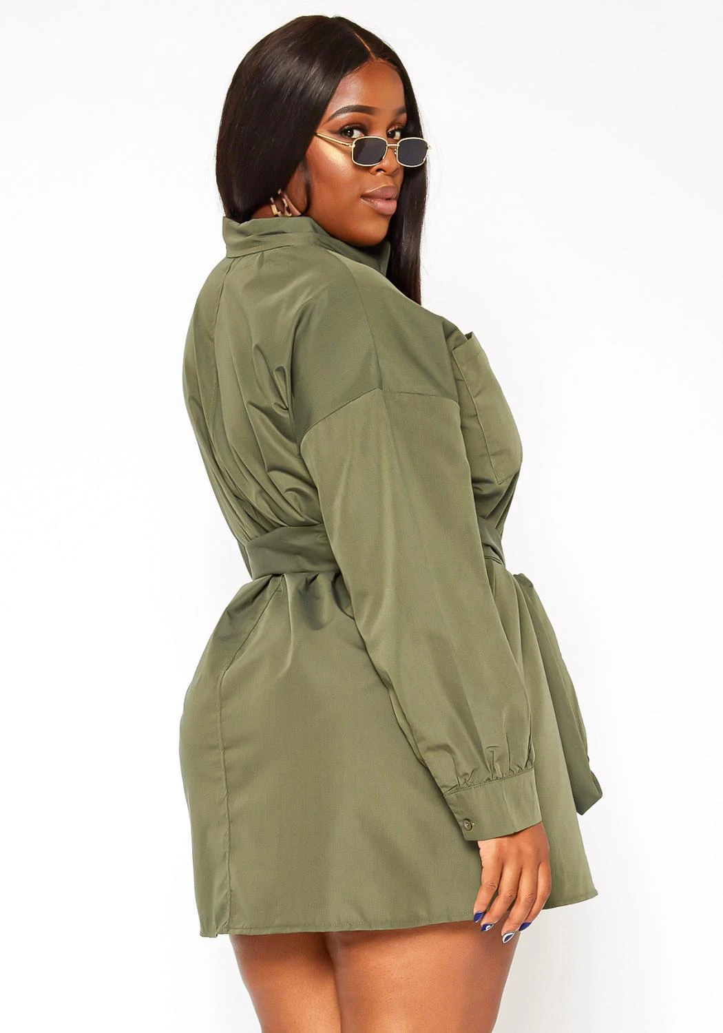 Asoph Plus Size Button Front Collar Mini Dress 6 Asoph Plus Size Button Front Collar Mini Dress - Image 4