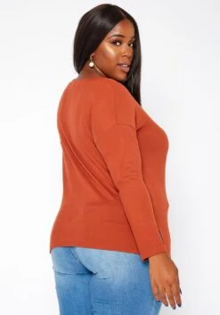 Asoph Plus Size Casual Crew Neck Long Sleeve Top -Curve Elegance Shop 2018621 386 2