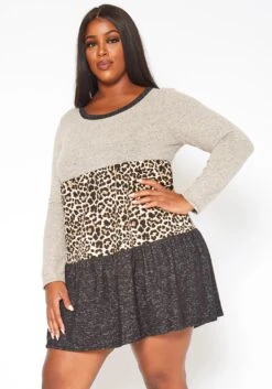 Plus Size Color Block Flare Mini Dress -Curve Elegance Shop 2018634 128 2