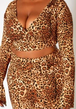 Asoph Plus Size Leopard Print Wrap Crop Top & Midi Skirt Set -Curve Elegance Shop 2018669 106 4