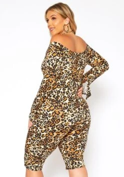 Asoph Plus Size Leopard Print Off Shoulder Romper -Curve Elegance Shop 2018670 106 3