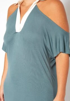 Plus Size Collar Neck Flare Midi Dress -Curve Elegance Shop 2018761 349 4