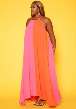 Plus Size Color Splice Flare Maxi Dress -Curve Elegance Shop 2018762 128 2