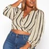 Plus Size Chainlink Striped Print Wrap Crop Top -Curve Elegance Shop 2018774 135 1