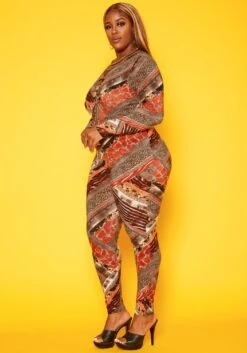 Plus Size Animal Print Bodycon Jumpsuit -Curve Elegance Shop 2018778 106 1