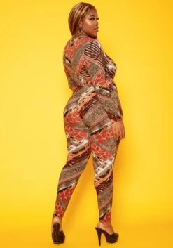 Plus Size Animal Print Bodycon Jumpsuit -Curve Elegance Shop 2018778 106 2