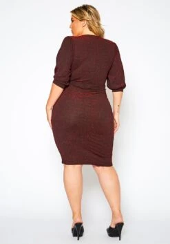 Plus Size Nude Shimmer Midi Dress -Curve Elegance Shop 2018812 001 3