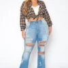 Plus Size Distressed Flare Denim Jeans -Curve Elegance Shop 2018869 003 1