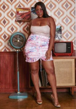 Plus Size Tie Dye Ruffle Trim Mini Skirt -Curve Elegance Shop 2018999 102 0