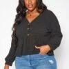 Plus Size Long Sleeve Peplum Top