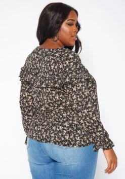 Plus Size Floral Print Long Sleeve Top -Curve Elegance Shop 2019037 001 3