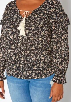 Plus Size Floral Print Long Sleeve Top -Curve Elegance Shop 2019037 001 4