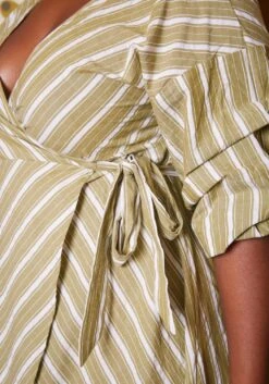 Plus Size Striped Pattern Wrap Mini Dress -Curve Elegance Shop 2019045 151 4