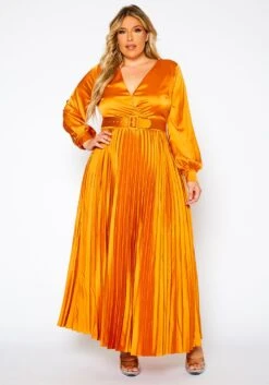 Plus Size Pleated Maxi Flare Dress -Curve Elegance Shop 2019068 001 3