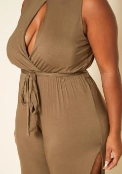Plus Size Slit Hem Sleeveless Jumpsuit -Curve Elegance Shop 2019192 125 4