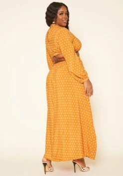 Plus Size Polka Dot Flare Maxi Dress -Curve Elegance Shop 2019198 128 3
