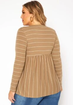 Plus Size Striped Print Flare Top -Curve Elegance Shop 2019204 125 3