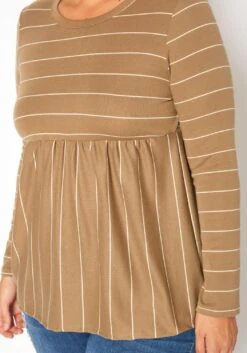 Plus Size Striped Print Flare Top -Curve Elegance Shop 2019204 125 4