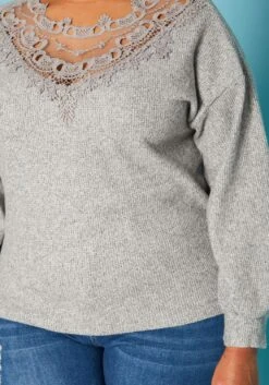 Plus Size Lace Detail Knit Sweater 11 Plus Size Lace Detail Knit Sweater -Curve Elegance Shop 2019206 107 4