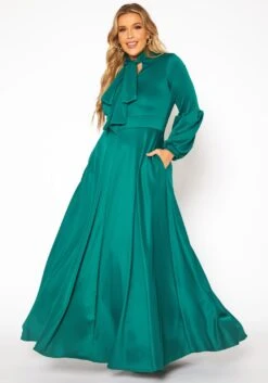 Plus Size Bow Front Fit & Flare Maxi Dress