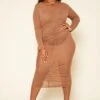 Plus Size Ruched Mesh Bodycon Midi Dress 1 Plus Size Ruched Mesh Bodycon Midi Dress -Curve Elegance Shop 2019227 142 1