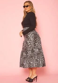 Plus Size Leopard Print Flare Maxi Skirt -Curve Elegance Shop 2019260 107 2