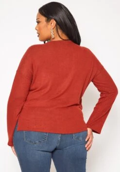 Plus Size Snakeskin Pocket Hem Long Sleeve Shirt -Curve Elegance Shop 2019278 120 3