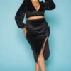 Plus Size Shimmer Wrap Crop Top & Midi Skirt Set 2 Plus Size Shimmer Wrap Crop Top & Midi Skirt Set -Curve Elegance Shop 2019297 001 1