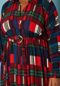 Plus Size Plaid Button Front Collar Maxi Dress -Curve Elegance Shop 2019312 128 4