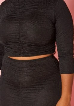 Plus Size Ruched Mock Neck Top & Maxi Skirt Set -Curve Elegance Shop 2019330 001 4