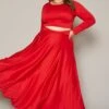 Plus Size Crop Top & Maxi Flare Skirt Set