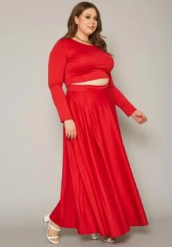 Plus Size Crop Top & Maxi Flare Skirt Set 9 Plus Size Crop Top & Maxi Flare Skirt Set -Curve Elegance Shop 2019333 001 2