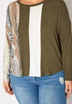 Plus Size Color Block Casual Sweater -Curve Elegance Shop 2019362 128 4