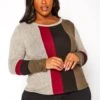Plus Size Color Block Long Sleeve Shirt -Curve Elegance Shop 2019364 128 1