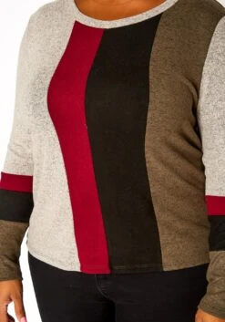 Plus Size Color Block Long Sleeve Shirt -Curve Elegance Shop 2019364 128 4