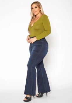 Vibrant Plus Size Butt Lift Bell Bottom Denim Jean -Curve Elegance Shop 2019535 939 2