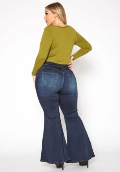 Vibrant Plus Size Butt Lift Bell Bottom Denim Jean -Curve Elegance Shop 2019535 939 3