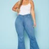 Vibrant Plus Size Classic Blue Flared Hem Jean