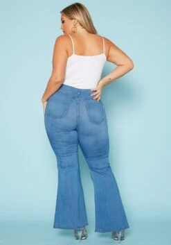 Vibrant Plus Size Classic Blue Flared Hem Jean -Curve Elegance Shop 2019539 938 3