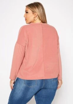 Plus Size Basic V Neck Long Sleeve Top -Curve Elegance Shop 2019545 102 3