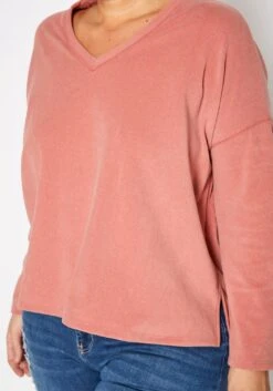 Plus Size Basic V Neck Long Sleeve Top -Curve Elegance Shop 2019545 102 4