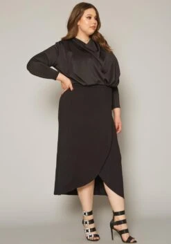 Plus Size High Waist Overlay Midi Skirt -Curve Elegance Shop 2019547 001 2