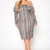 Plus Size Multi Striped Off Shoulder Dress -Curve Elegance Shop 2019553 106 0