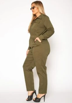 Plus Size Olive Cargo Jumpsuit -Curve Elegance Shop 2019555 125 2